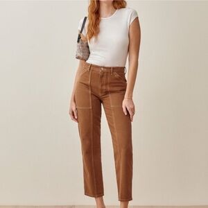 NWOT Reformation Kealy Carpenter High Rise Jeans Size 28 in Taos Tan Beige Capri